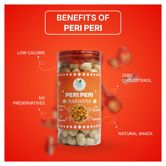 Peri Peri Makhana - Zero Cholesterol & Low Calorie Healthy Snack (80g)Zero Cholesterol & No Preservatives (80g)