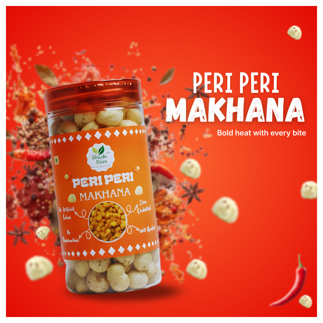 Peri Peri Makhana - Zero Cholesterol & Low Calorie Healthy Snack (80g)Zero Cholesterol & No Preservatives (80g)