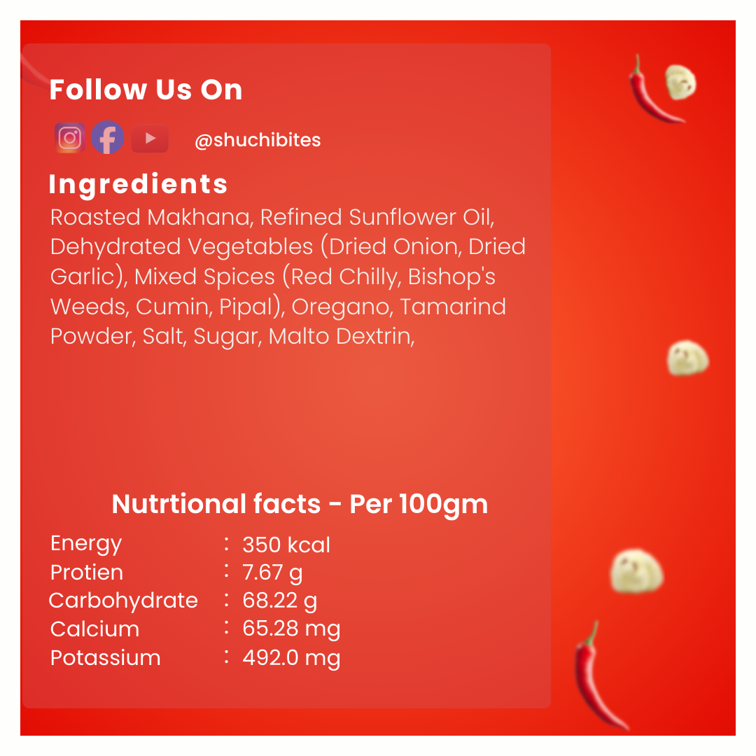 Peri Peri Makhana - Zero Cholesterol & Low Calorie Healthy Snack (80g)Zero Cholesterol & No Preservatives (80g)