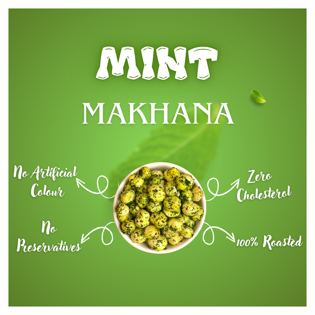 Mint Makhana - Zero Cholesterol & Low Calorie Snack - No Preservatives - 80g